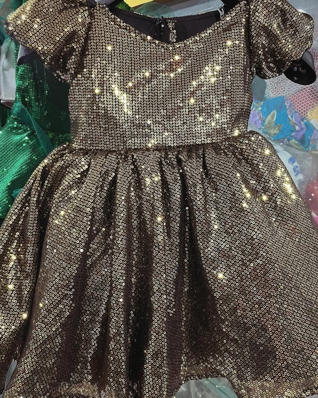 Get Ready To Attend Bling Party With Gold Sequence Dresses For All Little Girls