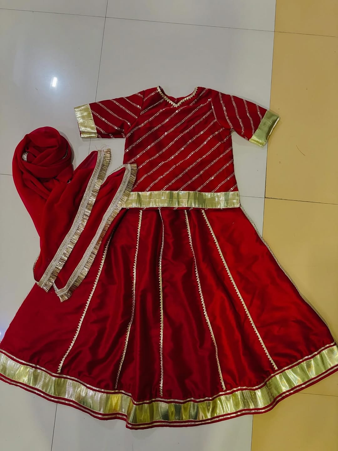 Traditional Gotta Patti And Kinari Ghagra For Small Girls